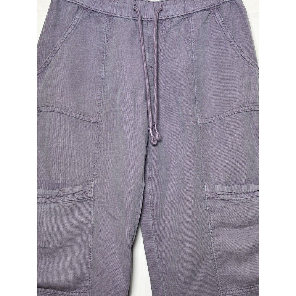 Nicole Miller Cargo Jogger Pants Women’s 30x27 Purple 100% Linen Soft Breathable - Picture 2 of 6